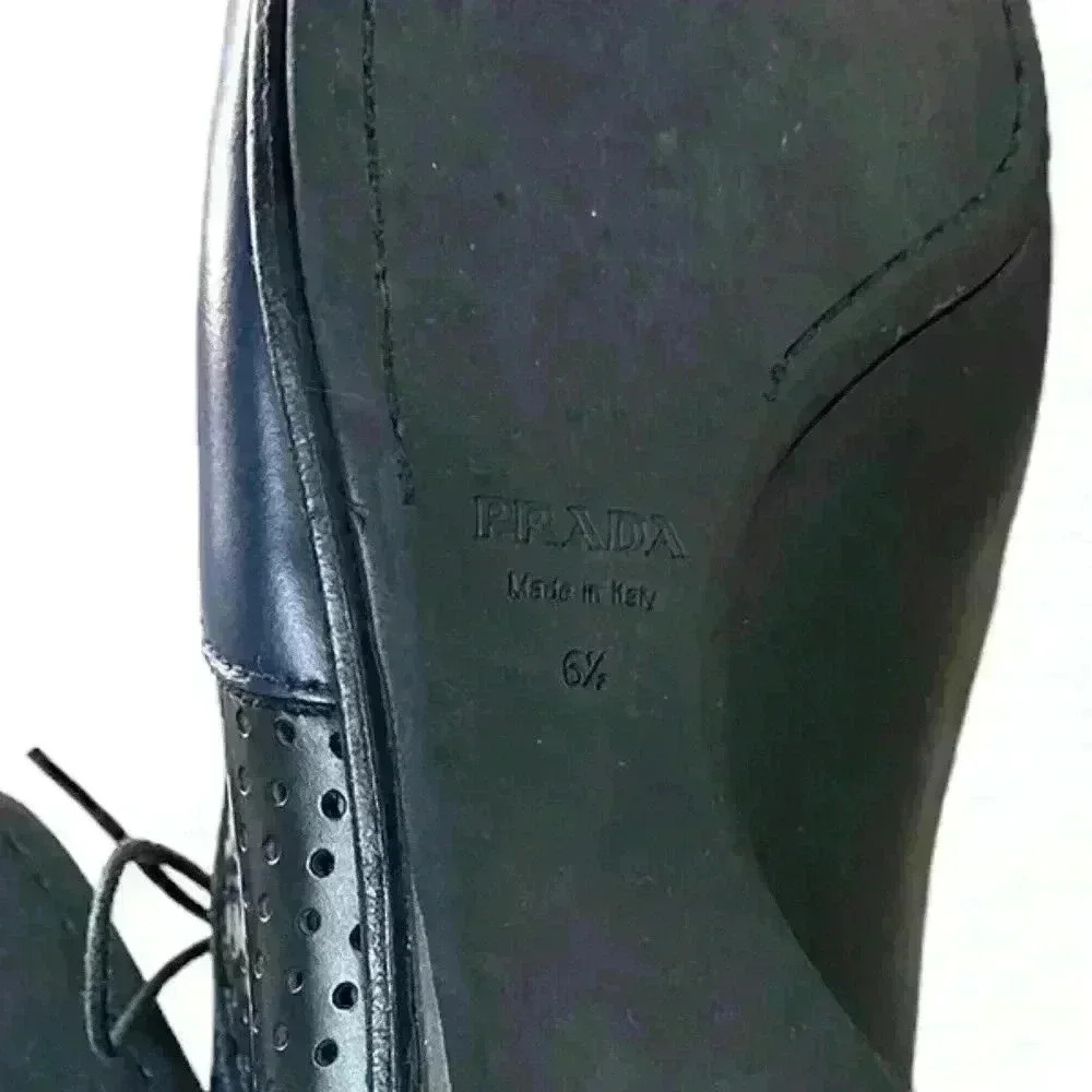 Prada Perforated Leather Bowling  Shoes Vintage 2000 - Picture 7 of 7